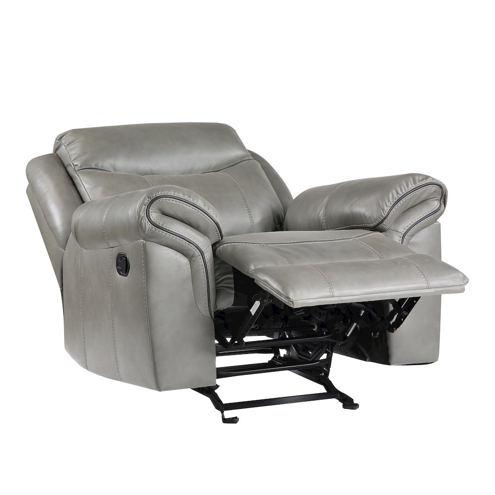Aram Faux Leather Glider Reclining Chair In Gray. Picture 1