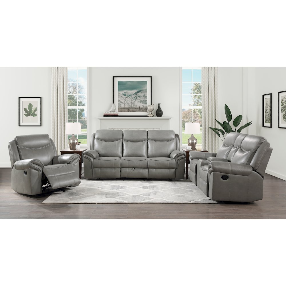 Aram Faux Leather Glider Reclining Chair In Gray. Picture 2