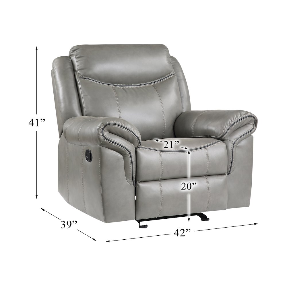 Aram Faux Leather Glider Reclining Chair In Gray. Picture 4