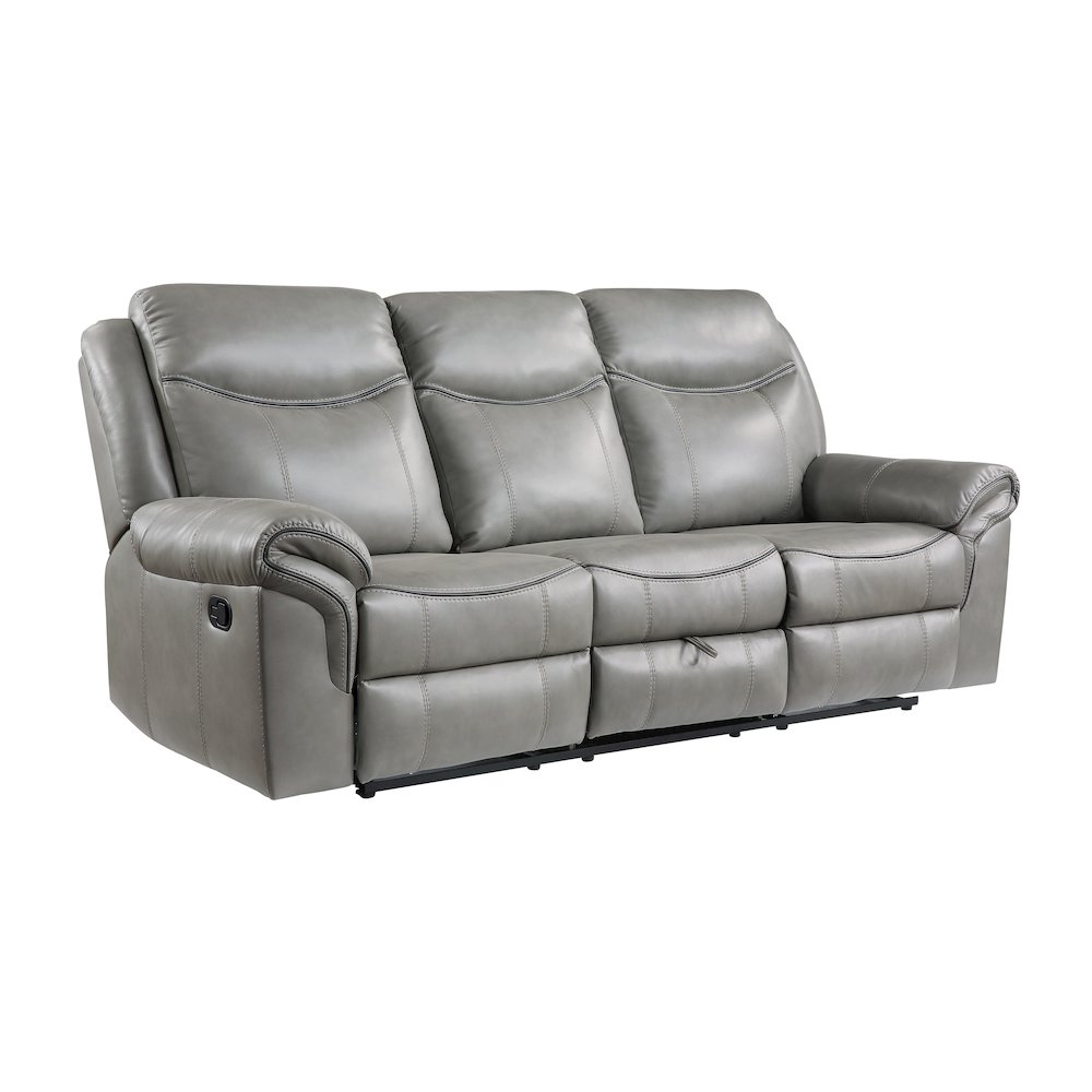 Aram Faux Leather Double Reclining Sofa In Gray. Picture 1