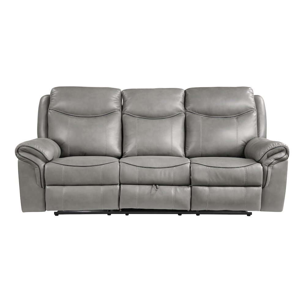 Aram Faux Leather Double Reclining Sofa In Gray. Picture 5