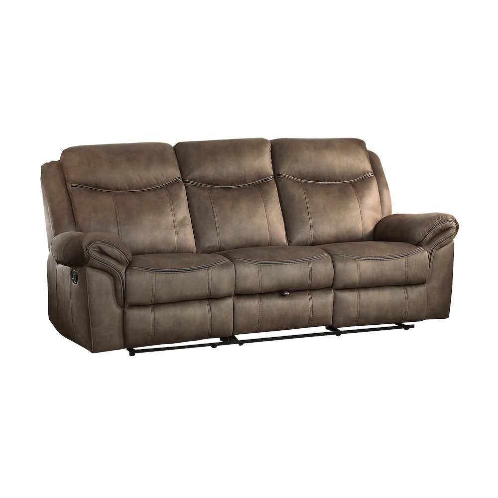 Aram Microfiber Double Reclining Sofa In Brown. Picture 2