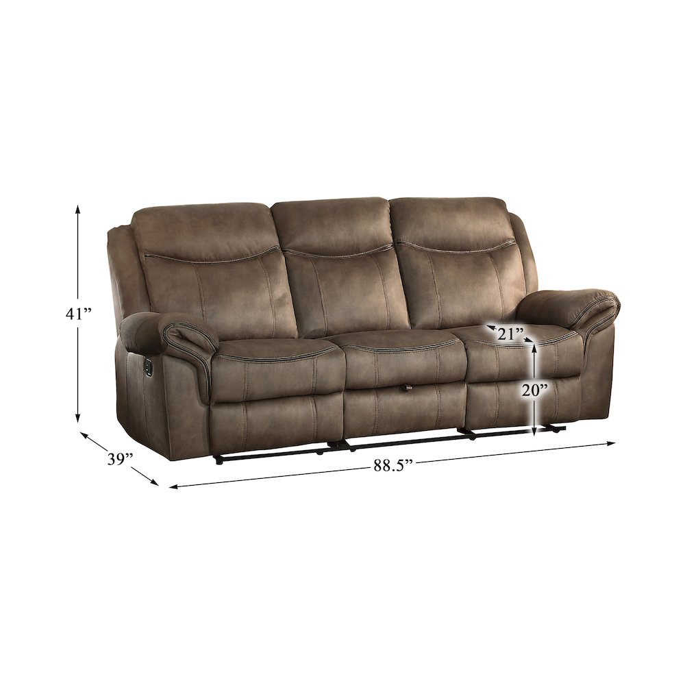 Aram Microfiber Double Reclining Sofa In Brown. Picture 4