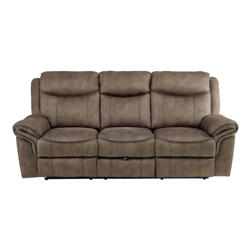 Aram Microfiber Double Reclining Sofa In Brown. Picture 5