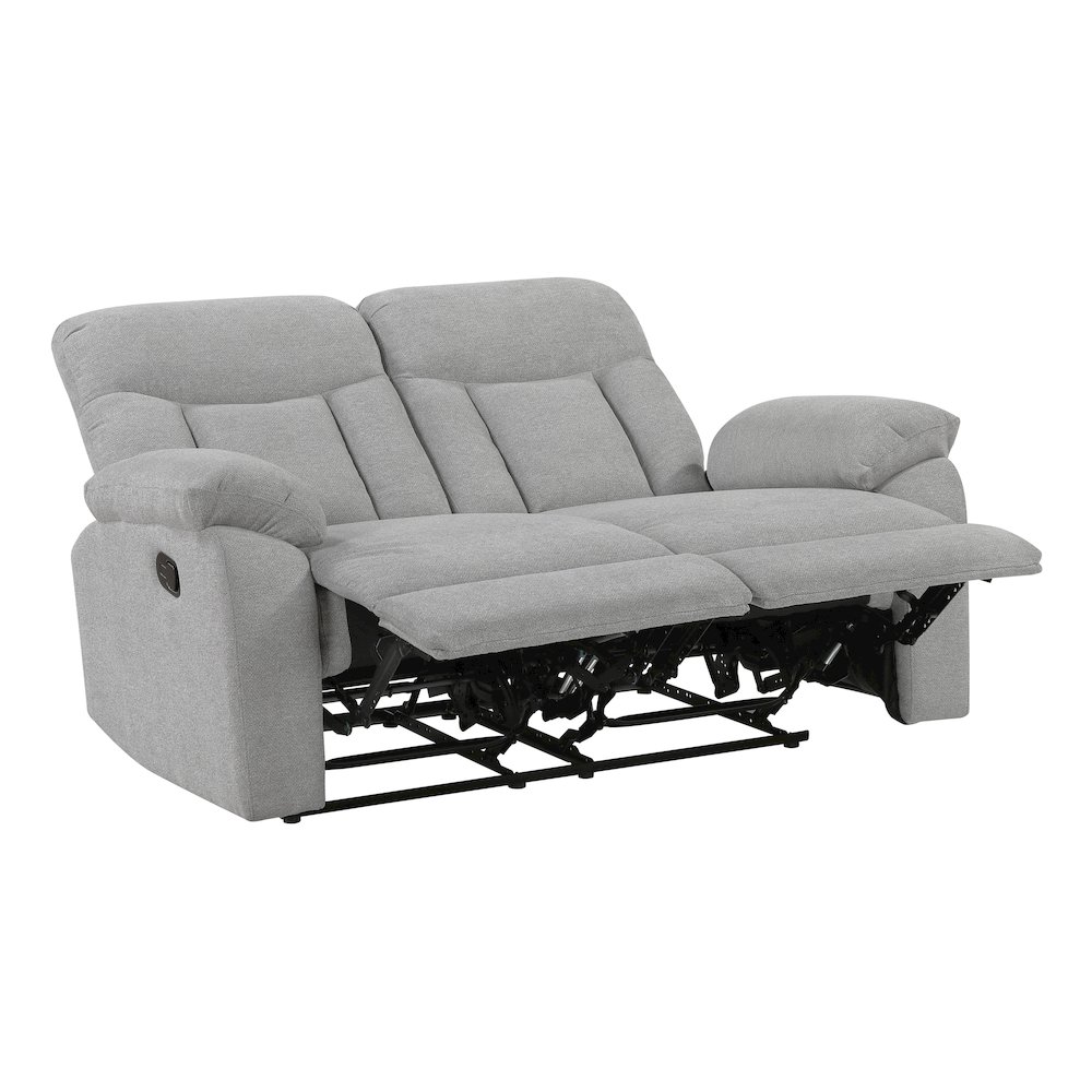Jules Chenille Double Reclining Love Seat in Gray. Picture 6