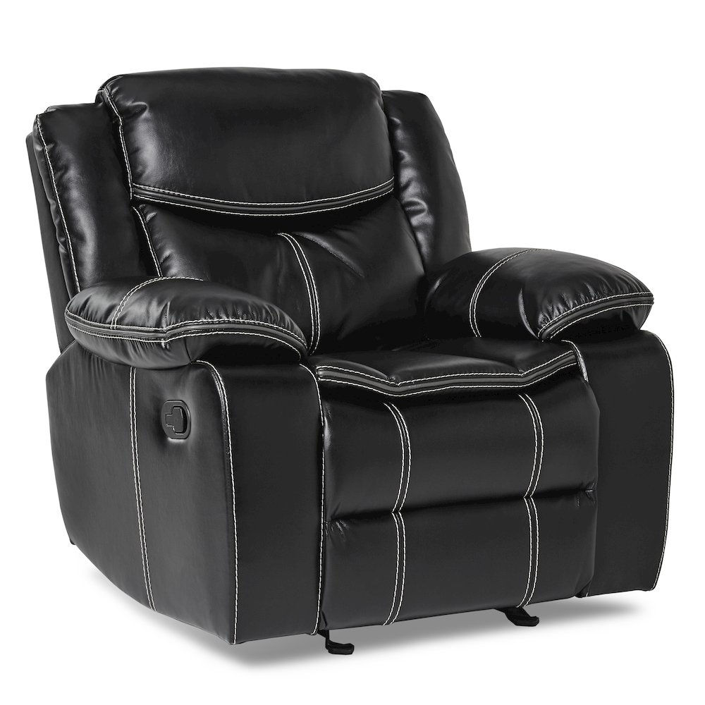 Bastrop Faux Leather Glider Reclining Chair In Black Leather. Picture 3