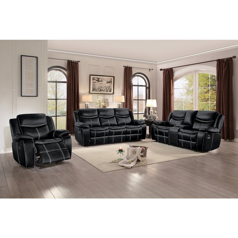 Bastrop Faux Leather Glider Reclining Chair In Black Leather. Picture 5