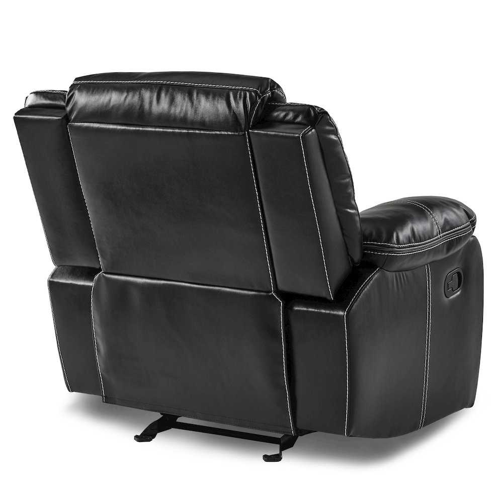 Bastrop Faux Leather Glider Reclining Chair In Black Leather. Picture 1