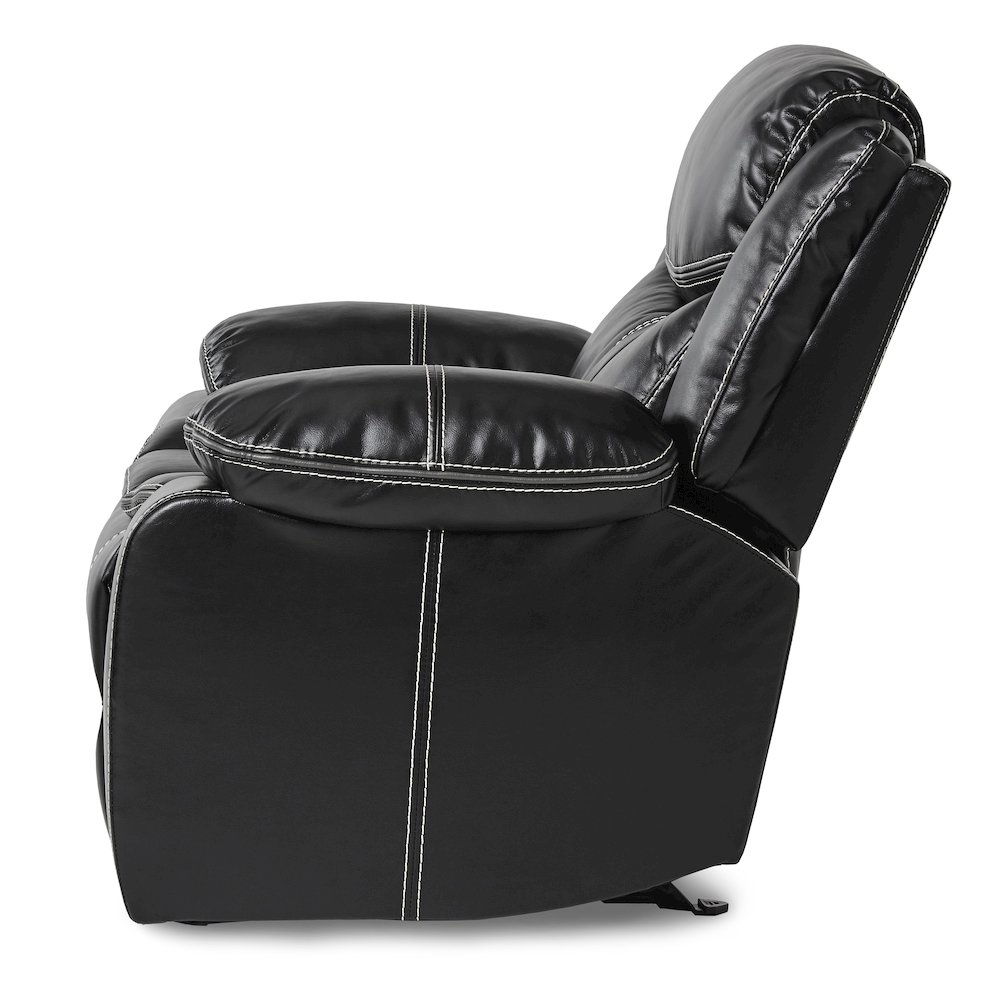 Bastrop Faux Leather Glider Reclining Chair In Black Leather. Picture 2