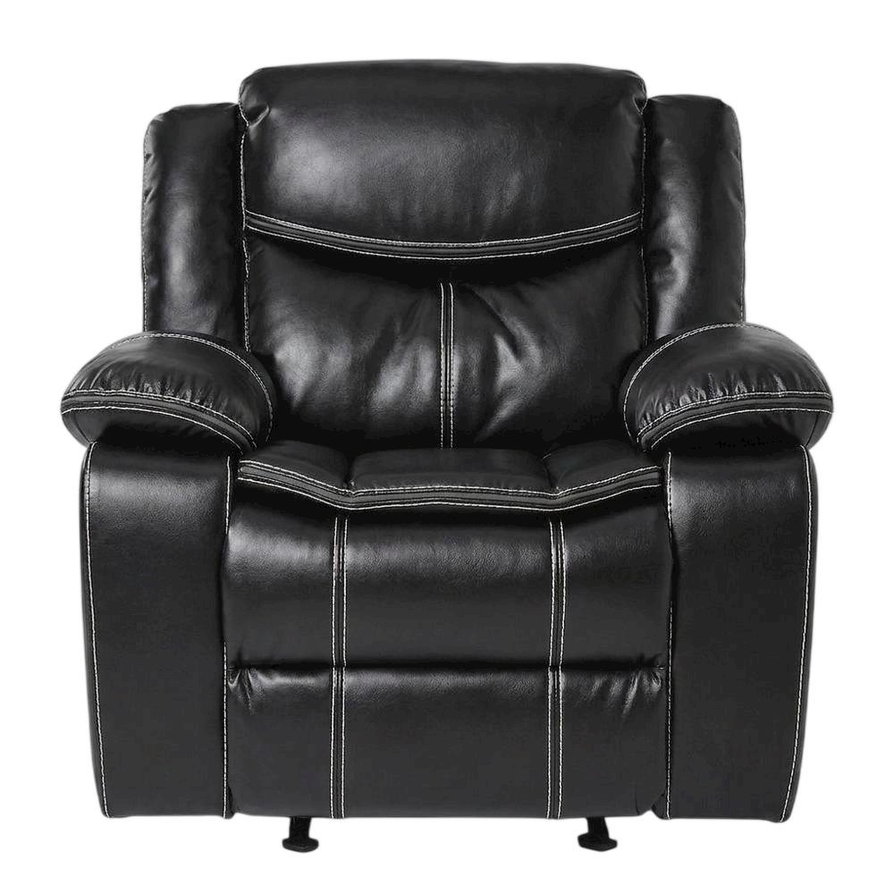 Faux Leather Glider Recliner Chair with Rocking Motion for Nursery, Black. Picture 1