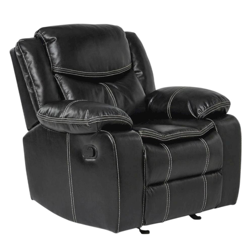 Faux Leather Glider Recliner Chair with Rocking Motion for Nursery, Black. Picture 3