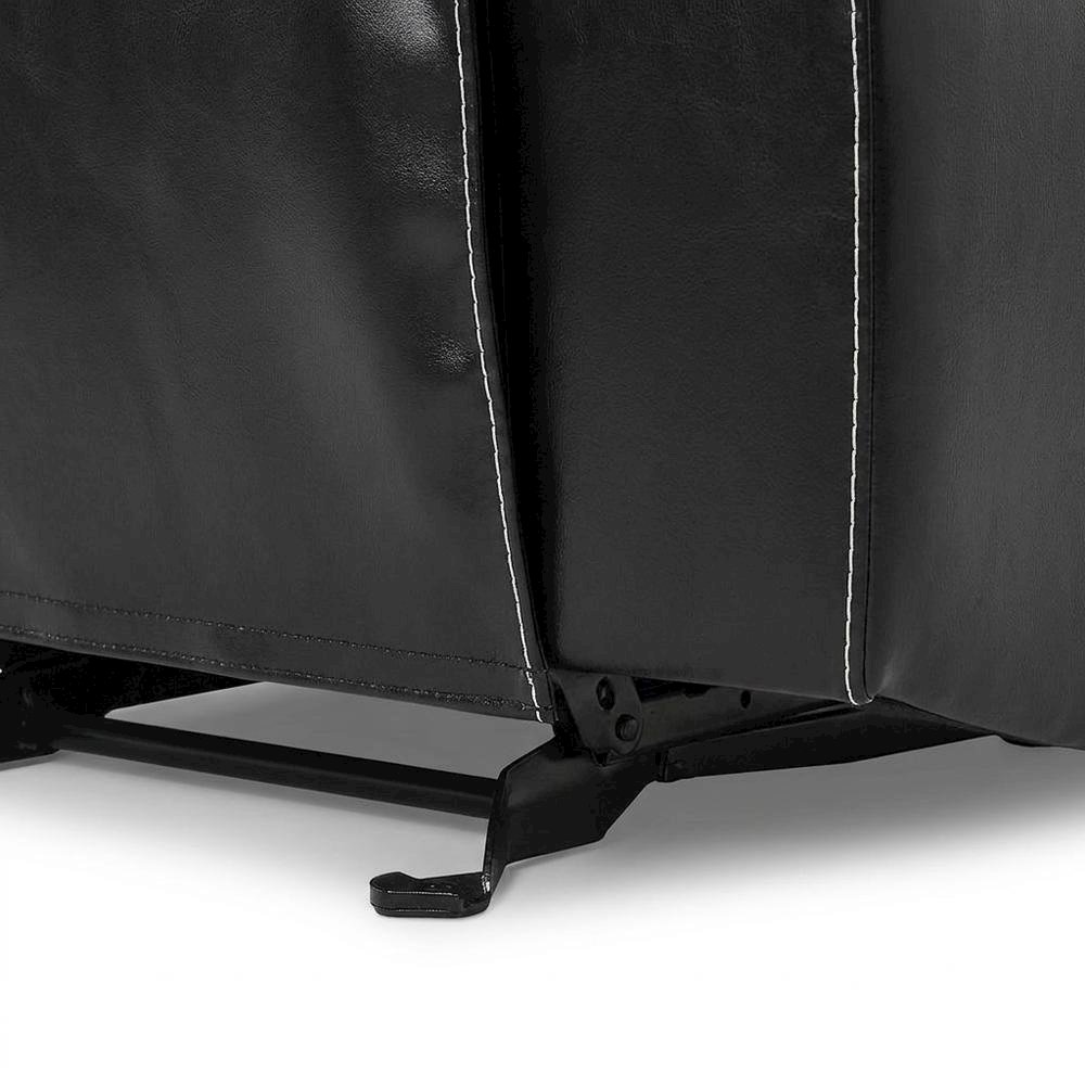 Faux Leather Glider Recliner Chair with Rocking Motion for Nursery, Black. Picture 7