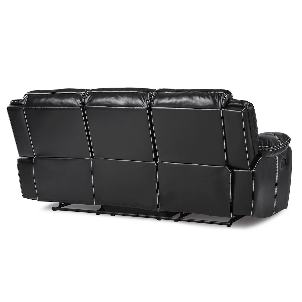 Bastrop Faux Leather Double Glider Reclining Sofa In Black Leather. Picture 3
