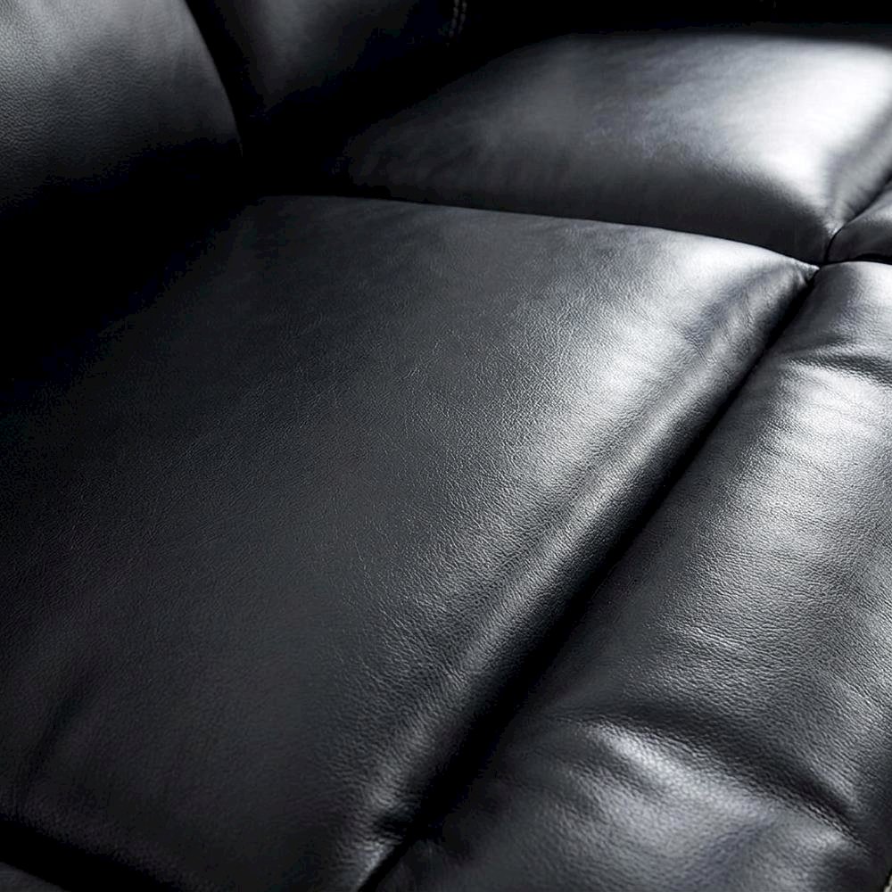 Faux Leather Double Glider Reclining Sofa and Recliner Couch, Black. Picture 6