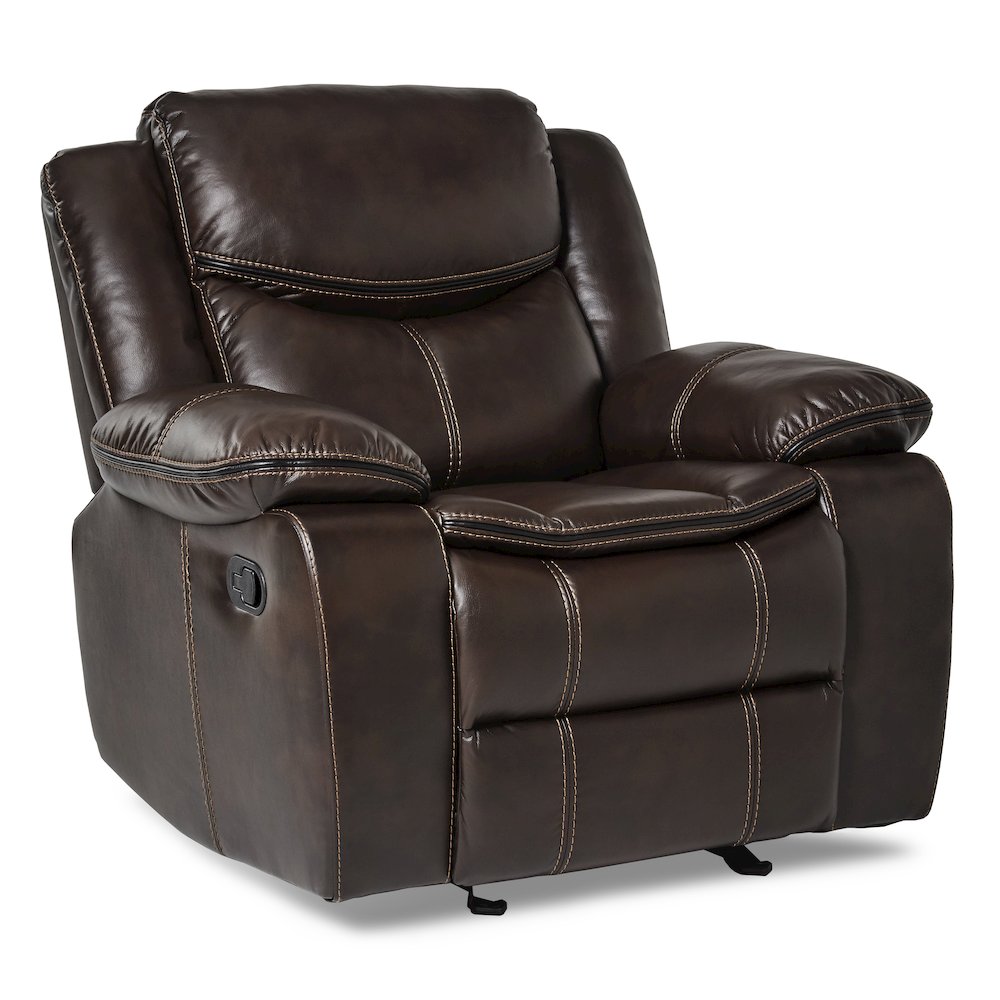 Bastrop Faux Leather Glider Reclining Chair In Black Leather. Picture 1