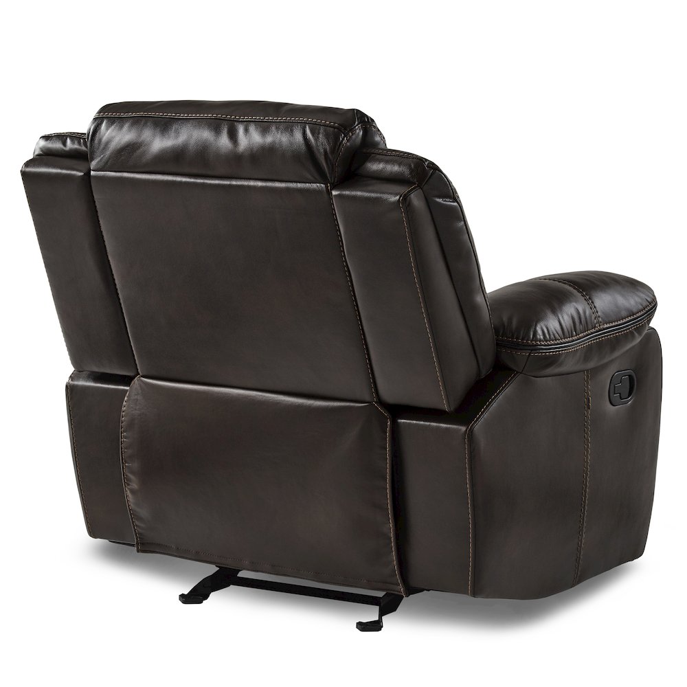 Bastrop Faux Leather Glider Reclining Chair In Black Leather. Picture 3
