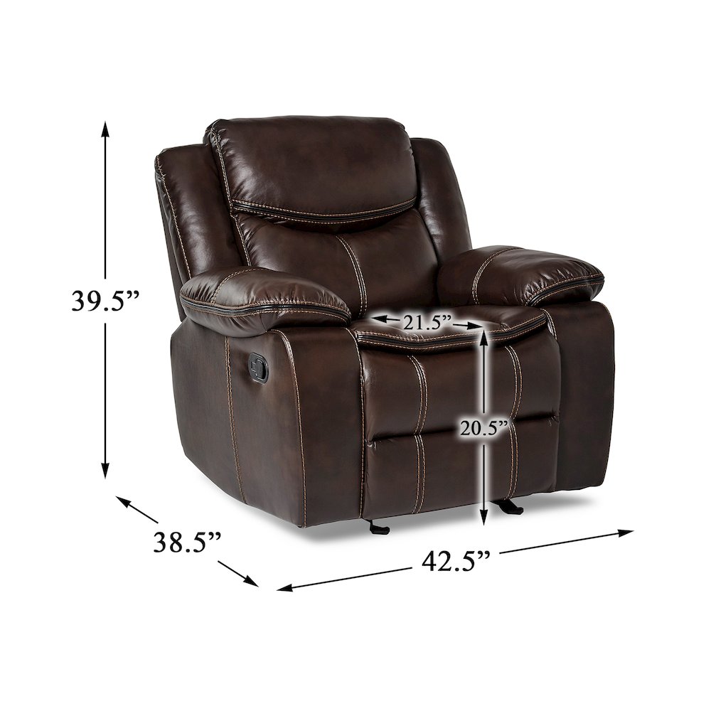 Bastrop Faux Leather Glider Reclining Chair In Black Leather. Picture 4