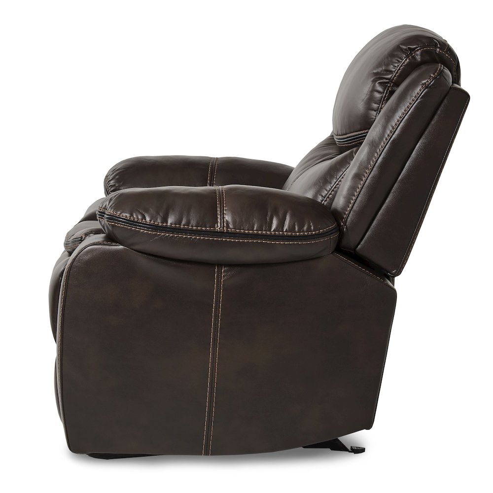 Bastrop Faux Leather Glider Reclining Chair In Black Leather. Picture 5