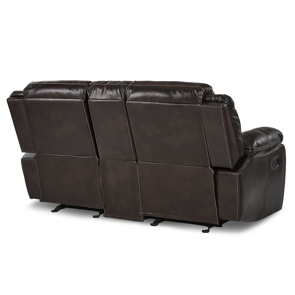 Bastrop Faux Leather Double Glider Reclining Loveseat In Black Leather. Picture 3