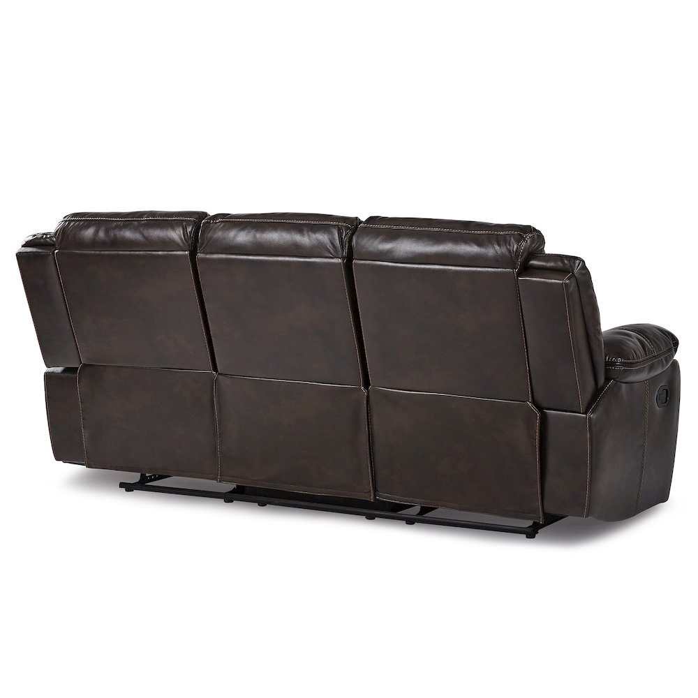 Bastrop Faux Leather Double Glider Reclining Sofa In Black Leather. Picture 3