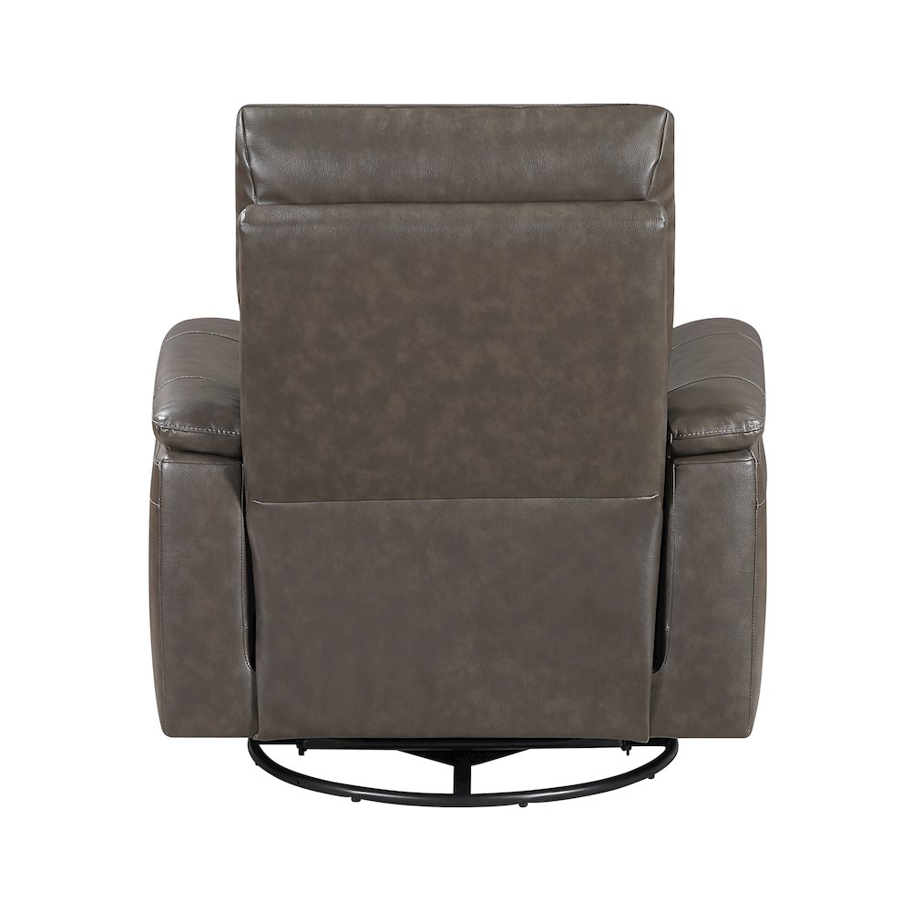 Hadley Leather Swivel Glider Reclining Chair in Dark Brown. Picture 3