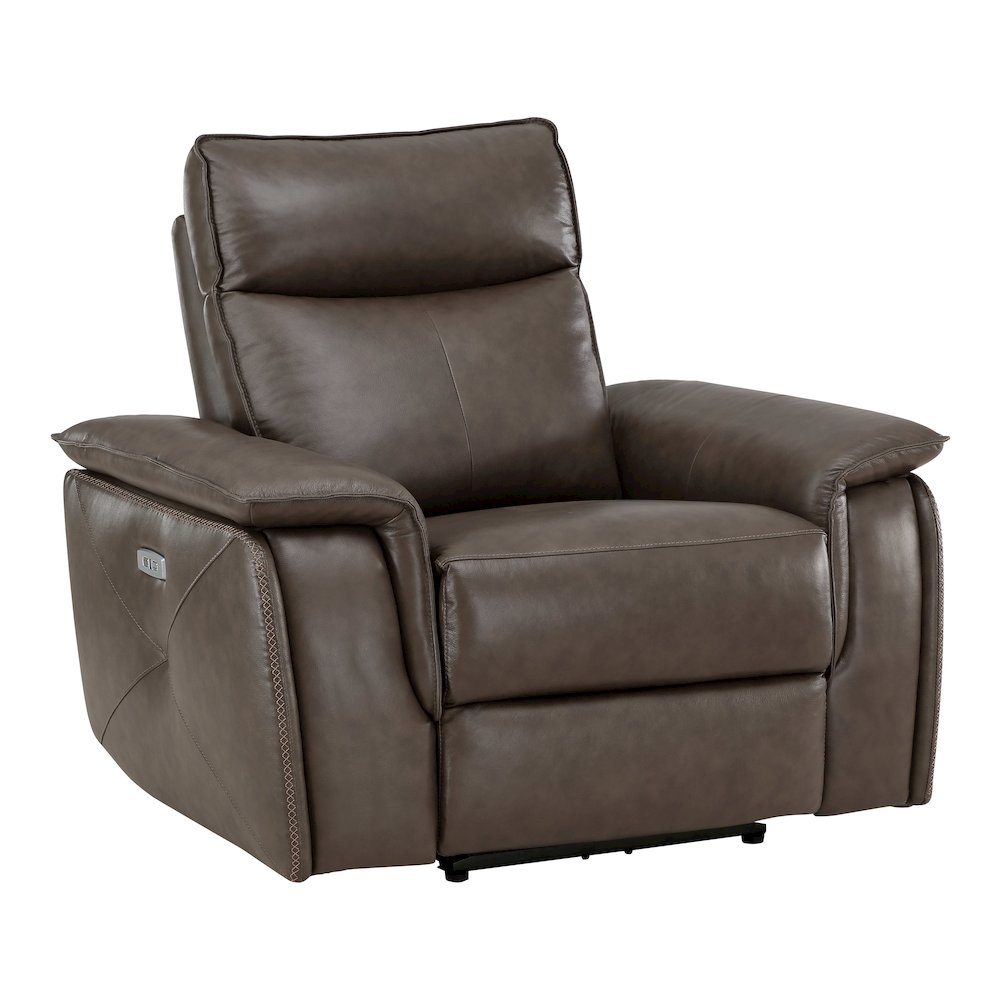 Maroni Leather Power Reclining Chair With Power Headrest In Dark Brown. Picture 1