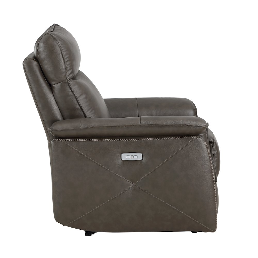 Maroni Leather Power Reclining Chair With Power Headrest In Dark Brown. Picture 3