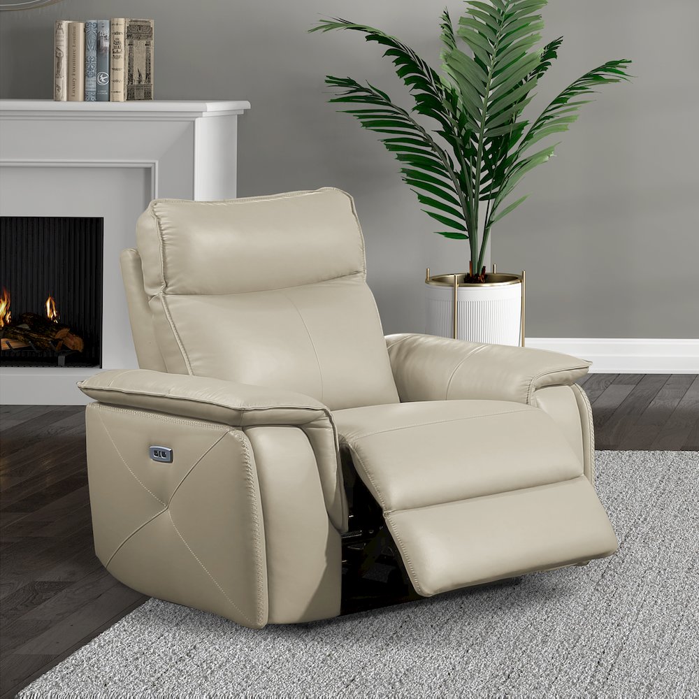 Maroni Leather Power Reclining Chair In Taupe. Picture 2