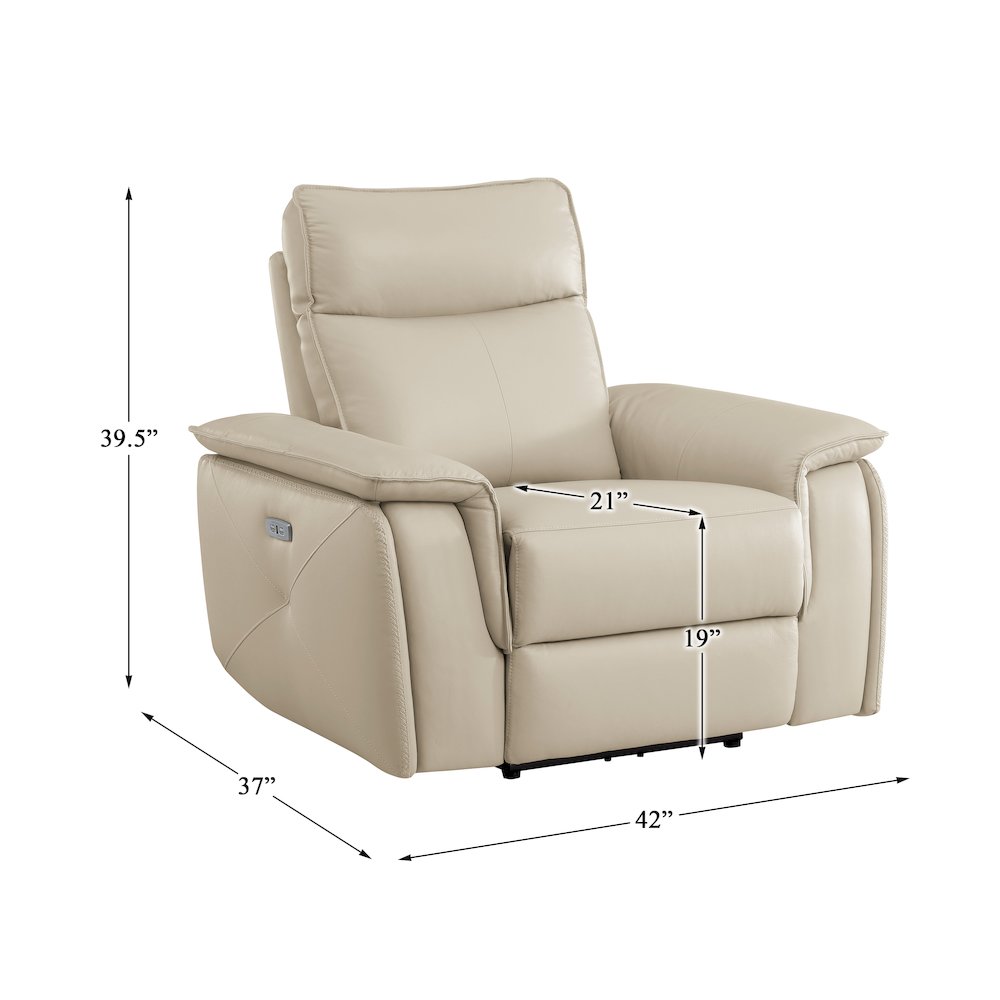 Maroni Leather Power Reclining Chair In Taupe. Picture 4