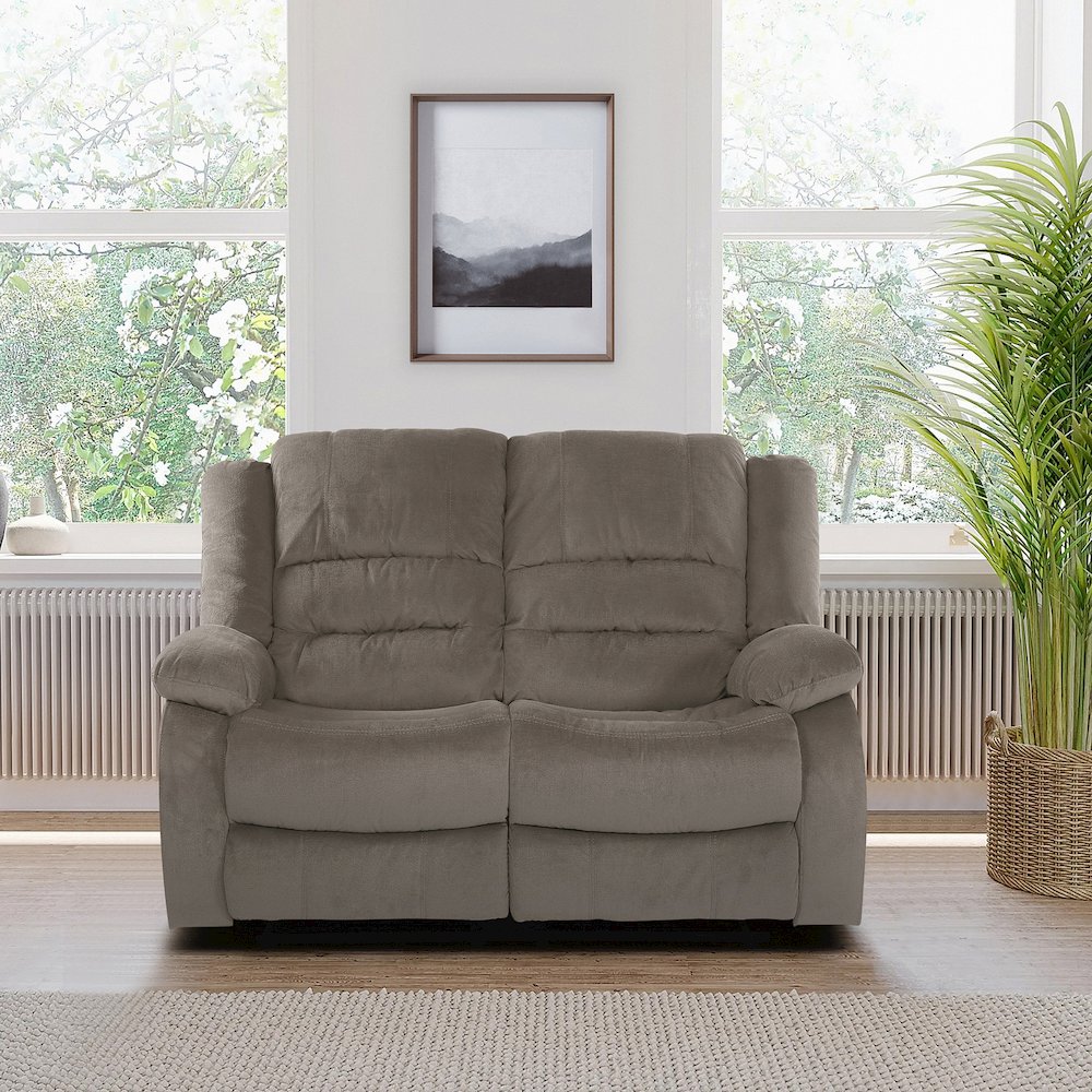 Jarita Microfiber Double Reclining Loveseat In Chocolate. Picture 3