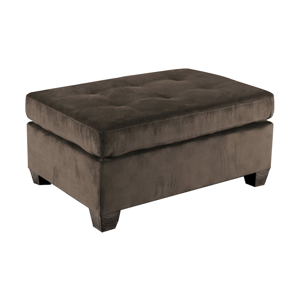 Emilio Microfiber Ottoman In Chocolate. Picture 1