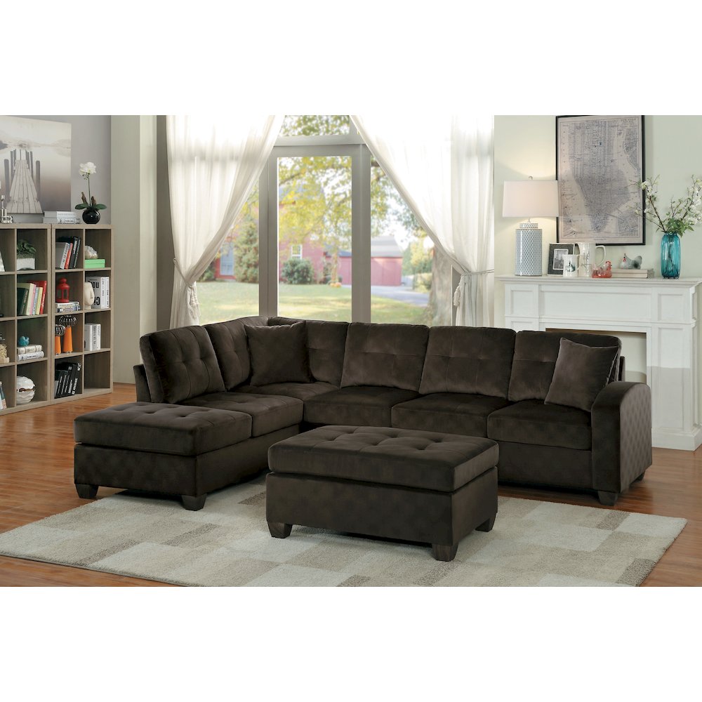 Emilio Microfiber Ottoman In Chocolate. Picture 2