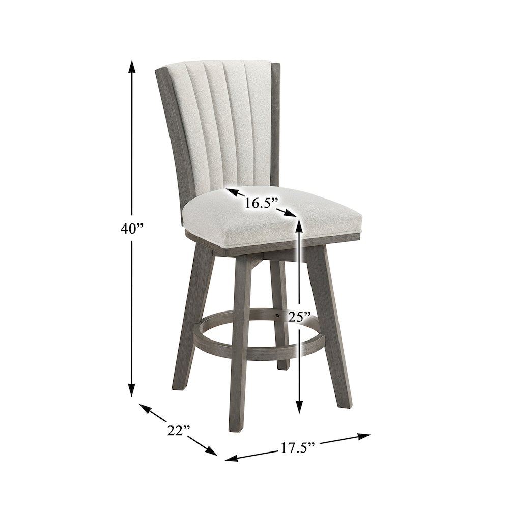 Corvallis Velvet Counter Height Swivel Stool, Set of 2 in Beige. Picture 5