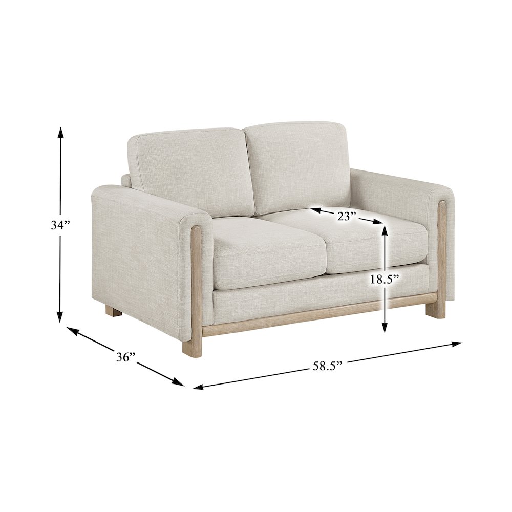 Echo Textured Love Seat in Beige. Picture 5