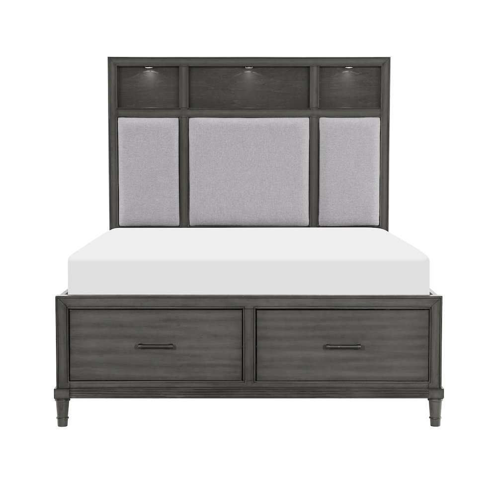 Wittenberry Asian Hardwood Queen Platform Bed in Gray. Picture 3