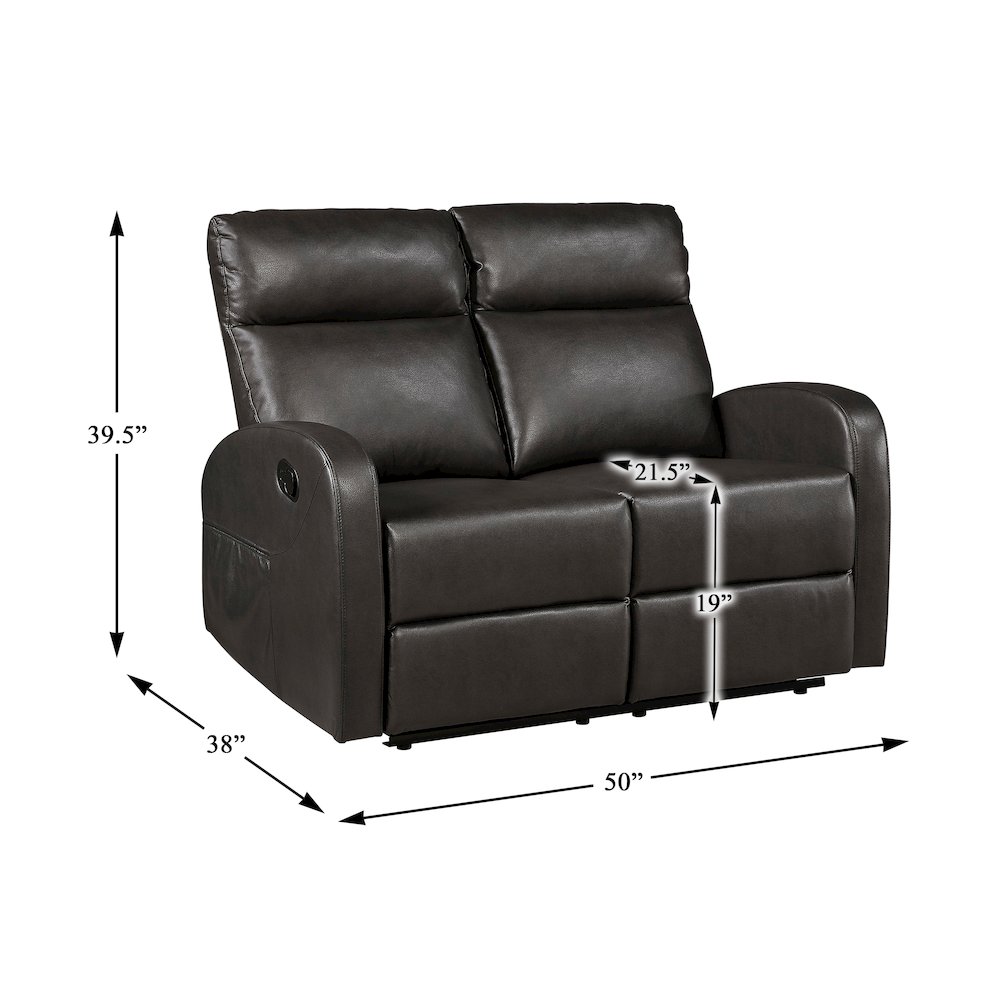 Allen Faux Leather Double Reclining Love Seat in Espresso. Picture 5