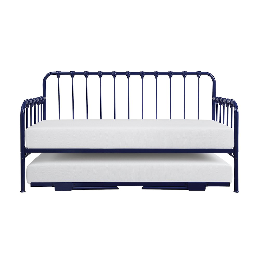 Constance Metal Metal Daybed with Trundle in Navy Blue. Picture 4