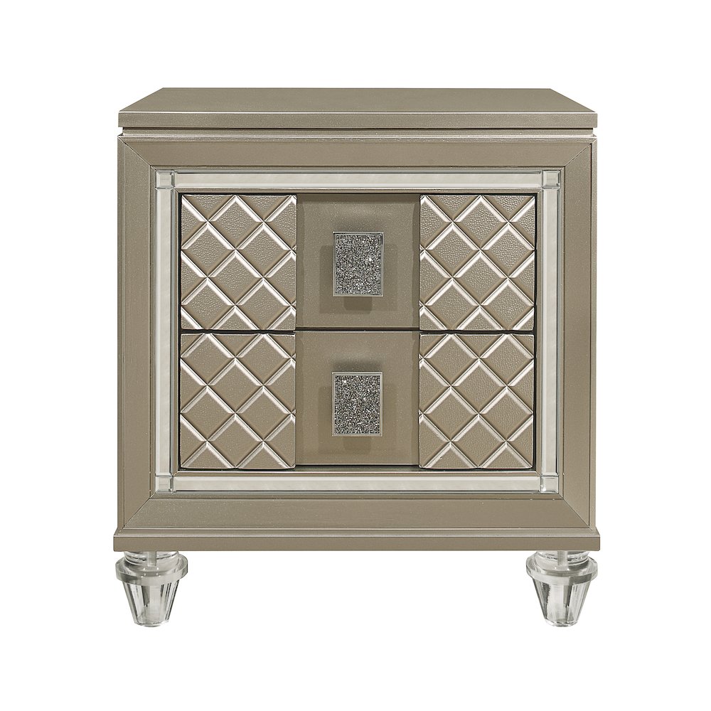 Loudon Asian Hardwood Nightstand in Champagne Metallic. Picture 3