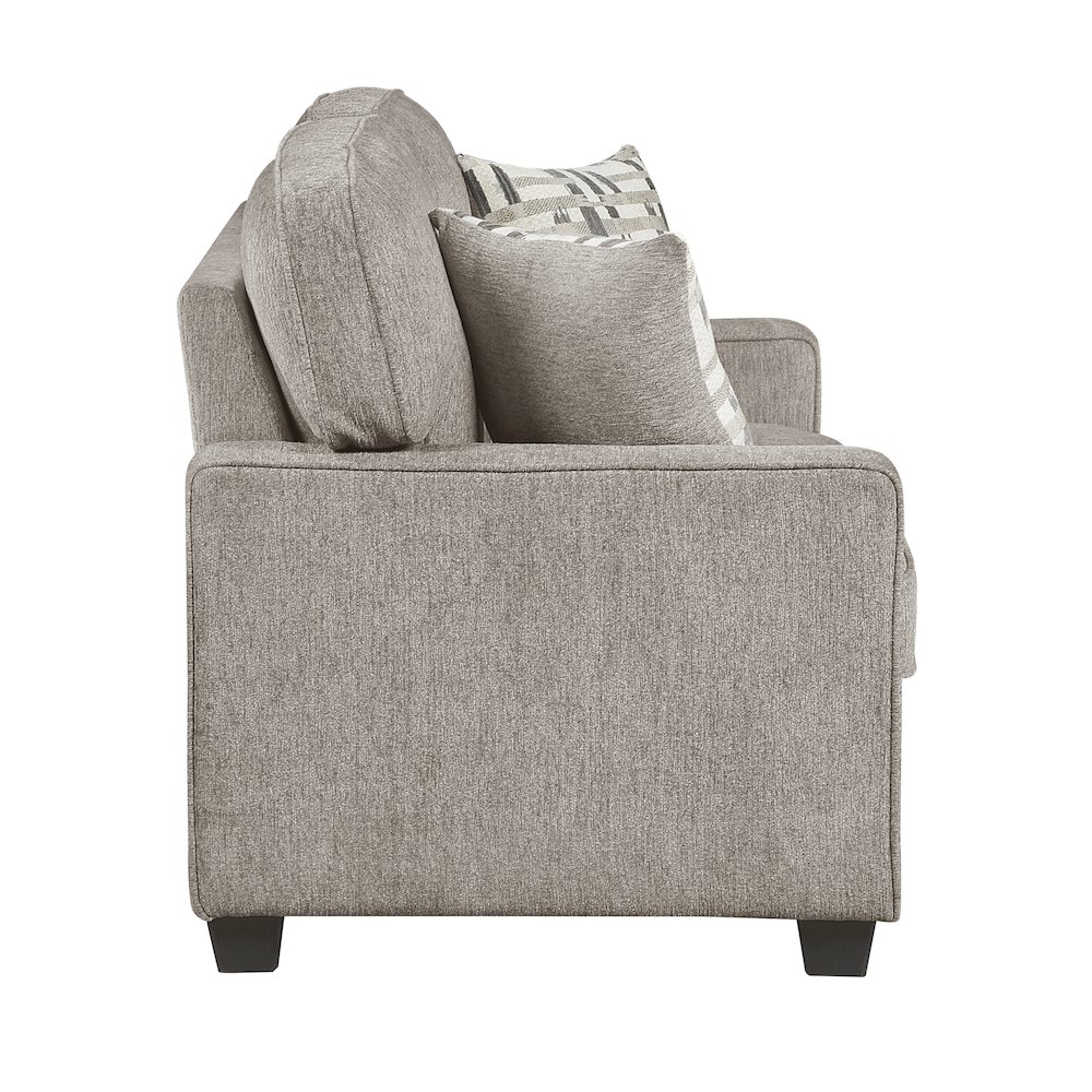Frances Chenille Love Seat in Taupe. Picture 6