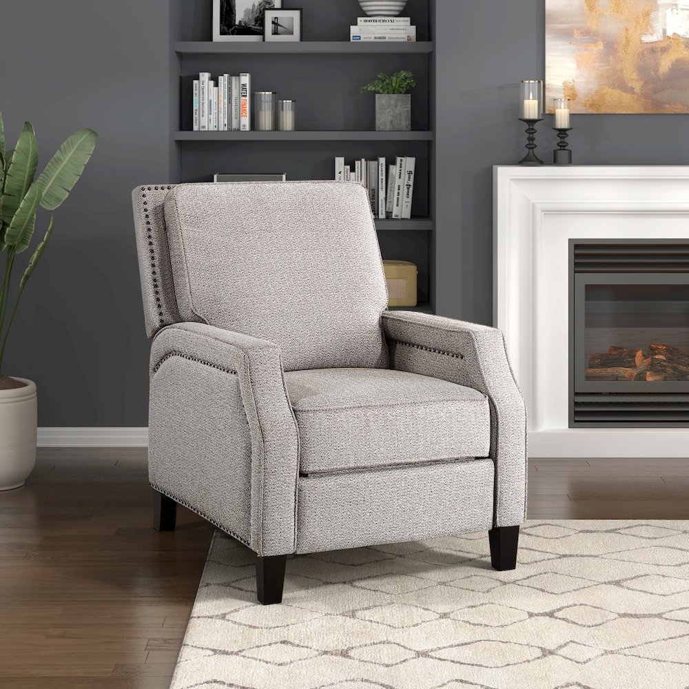 Lexicon Berenson Chenille Push Back Recliner in Coconut. Picture 2