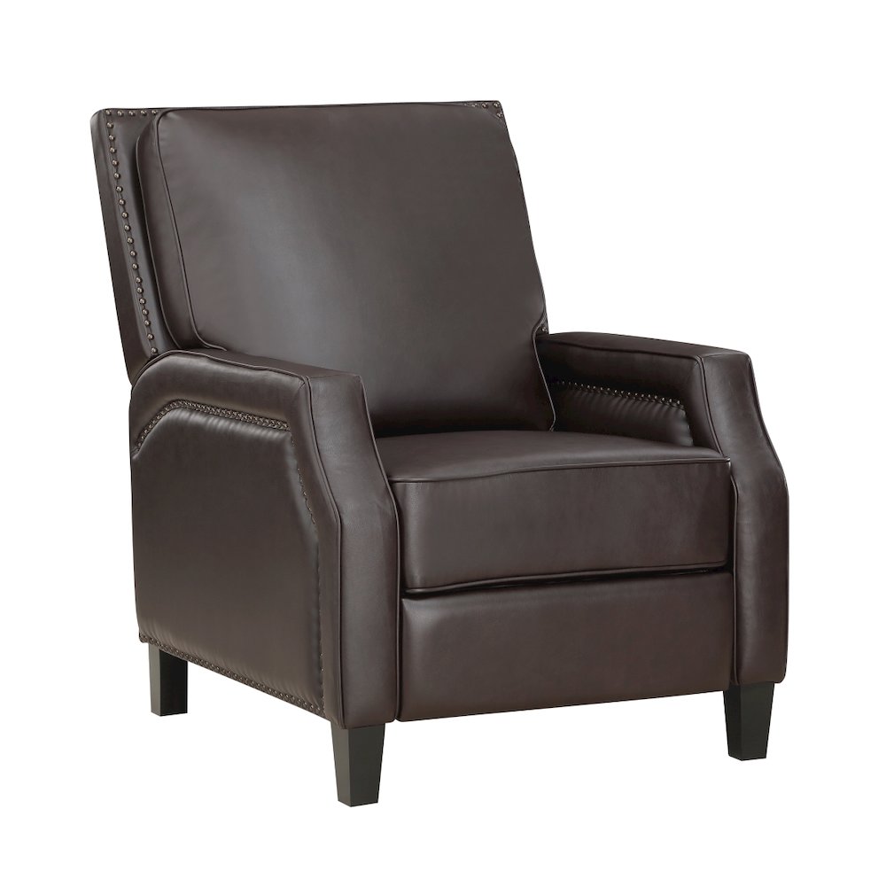 Lexicon Berenson Faux Leather Push Back Recliner in Dark Brown. Picture 1