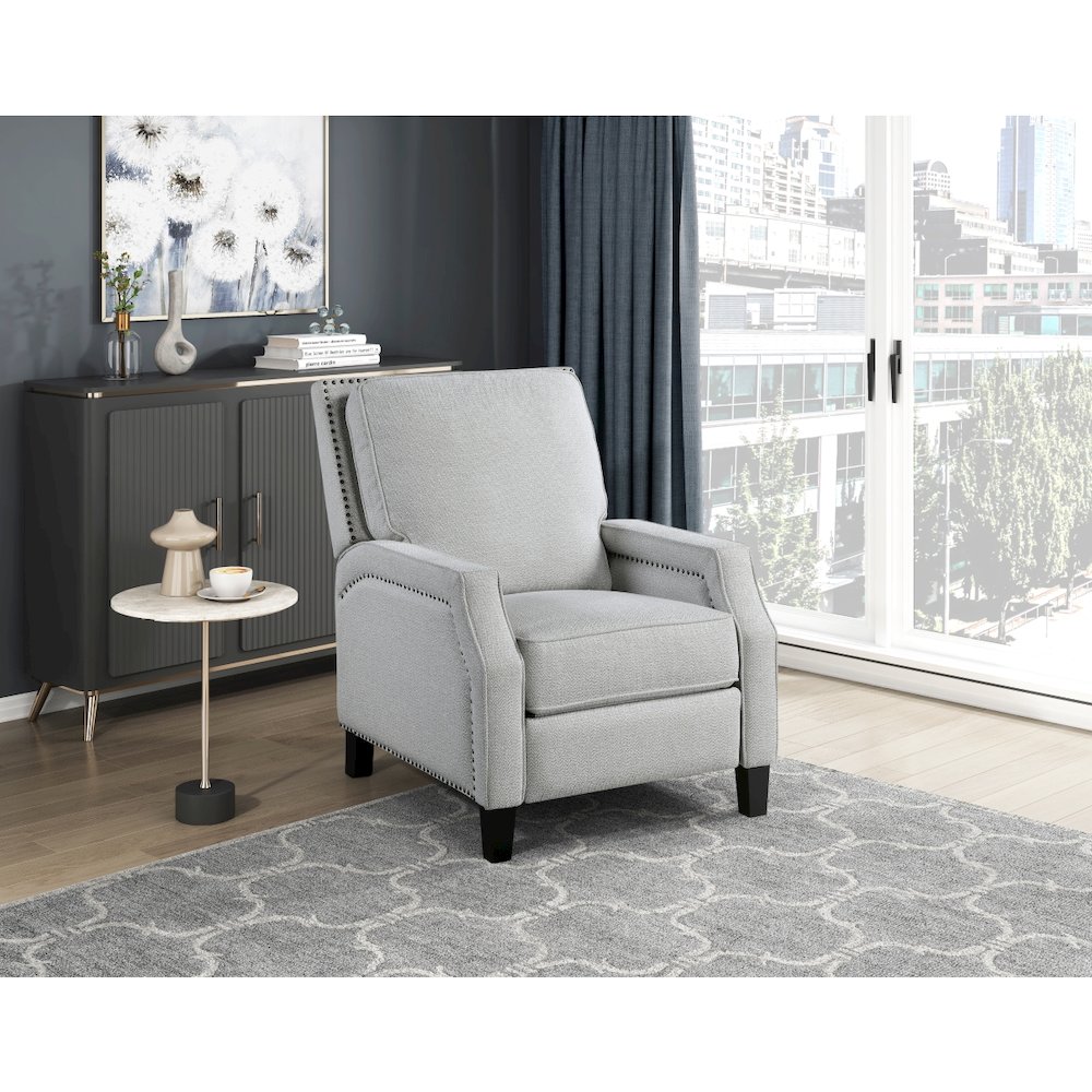 Lexicon Berenson Chenille Push Back Recliner in Gray. Picture 2