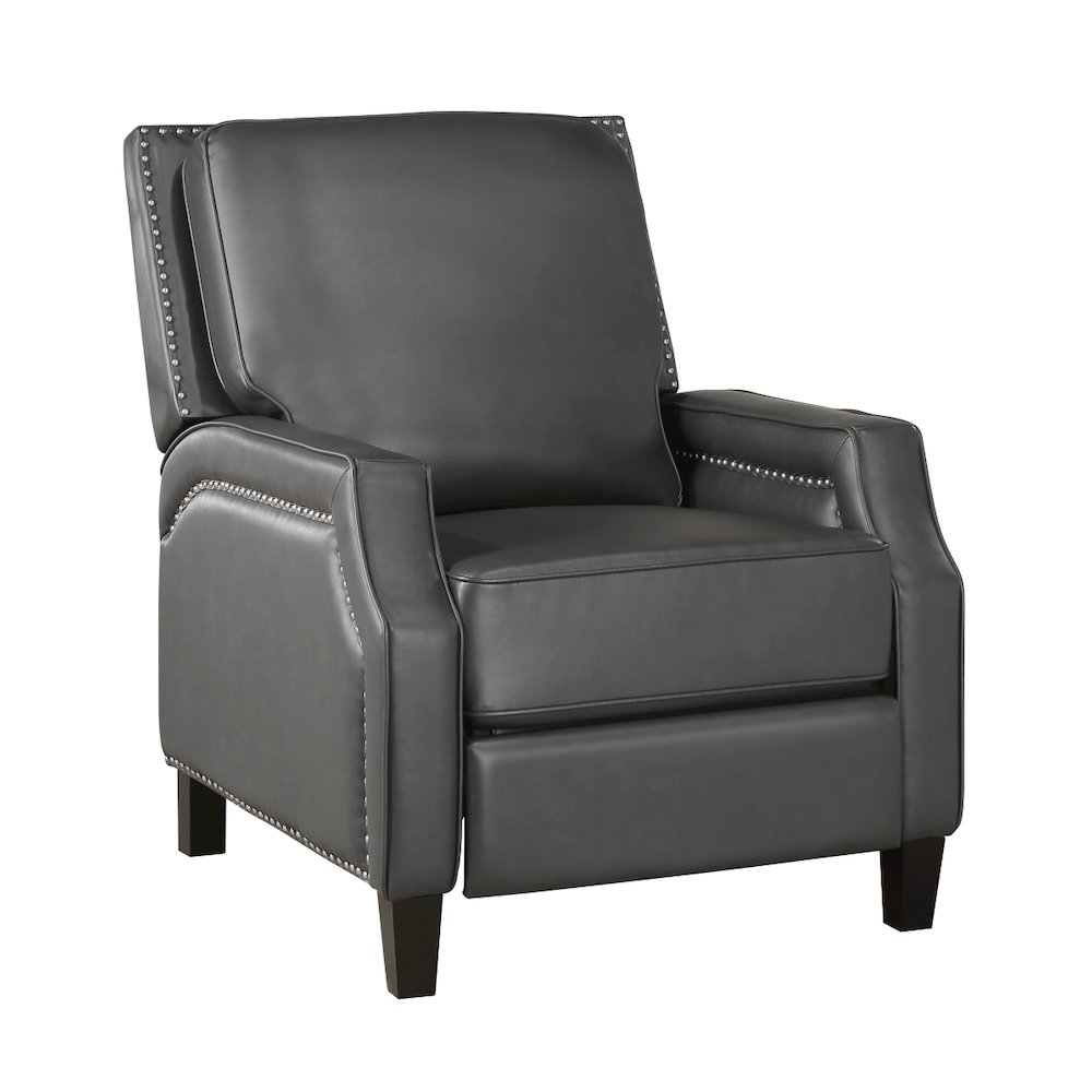 Lexicon Berenson Faux Leather Push Back Recliner in Gray. Picture 1
