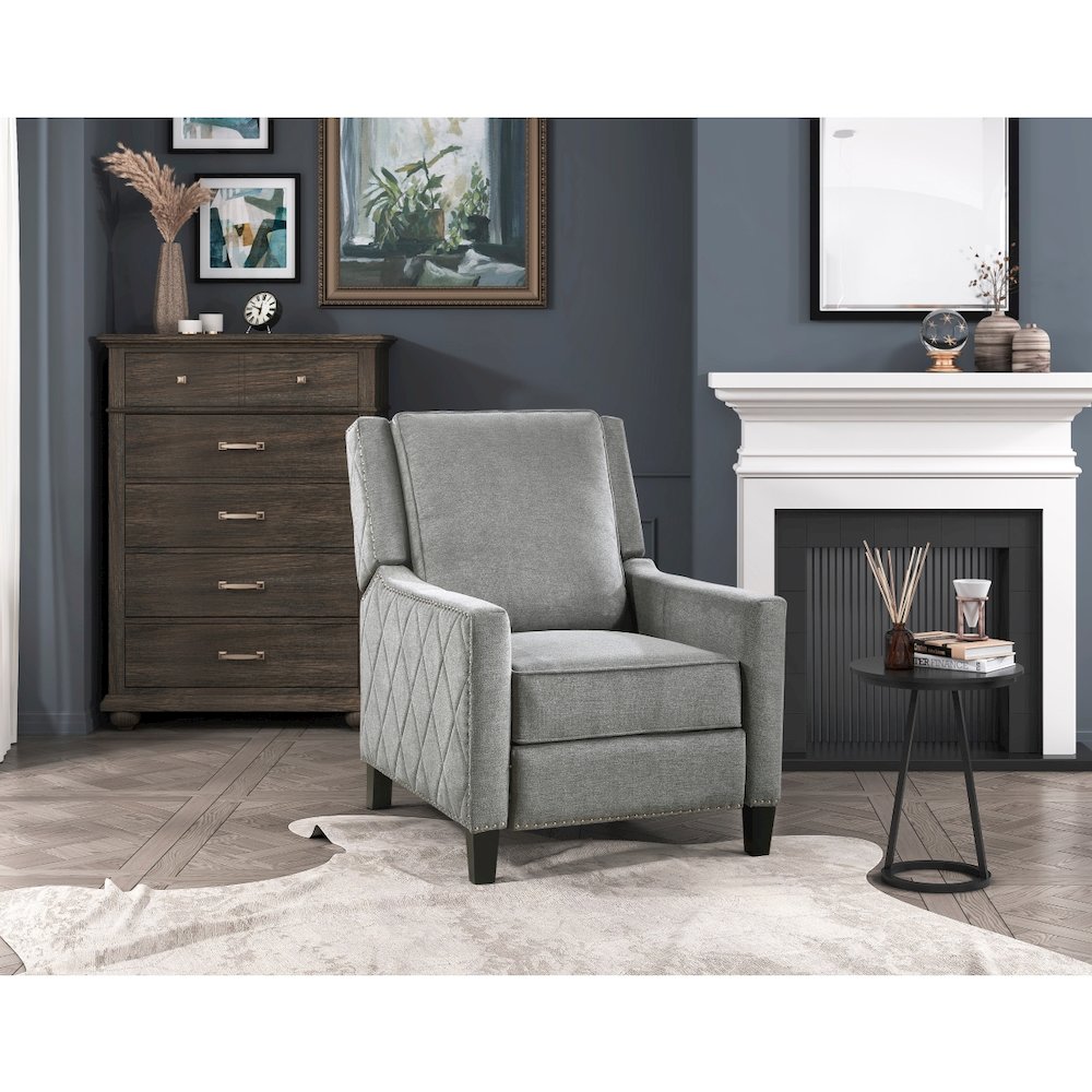 Lexicon Banks Textured Fabric Push back Recliner in Gray. Picture 2