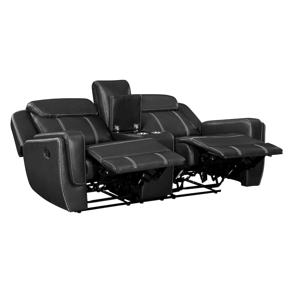 Lexicon Littleton Faux leather Double Reclining Love Seat in Black. Picture 5
