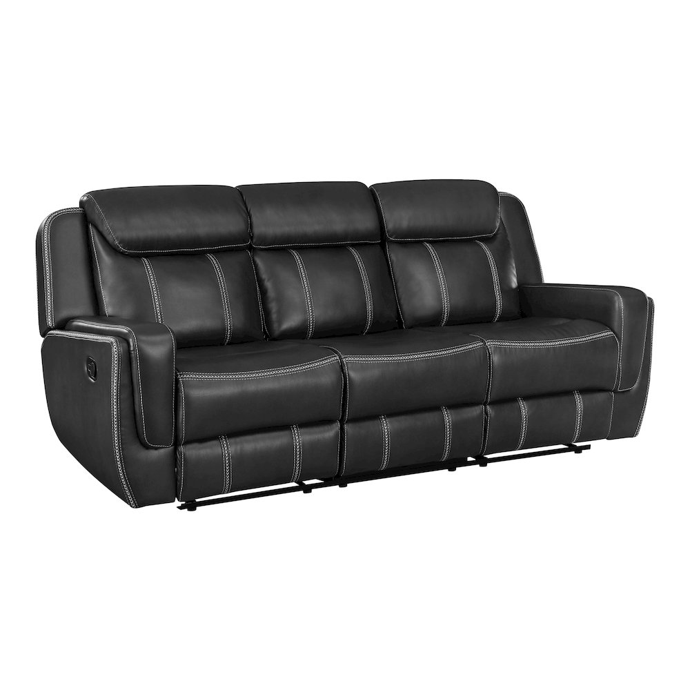Lexicon Littleton Faux leather Double Reclining Sofa in Black. Picture 1