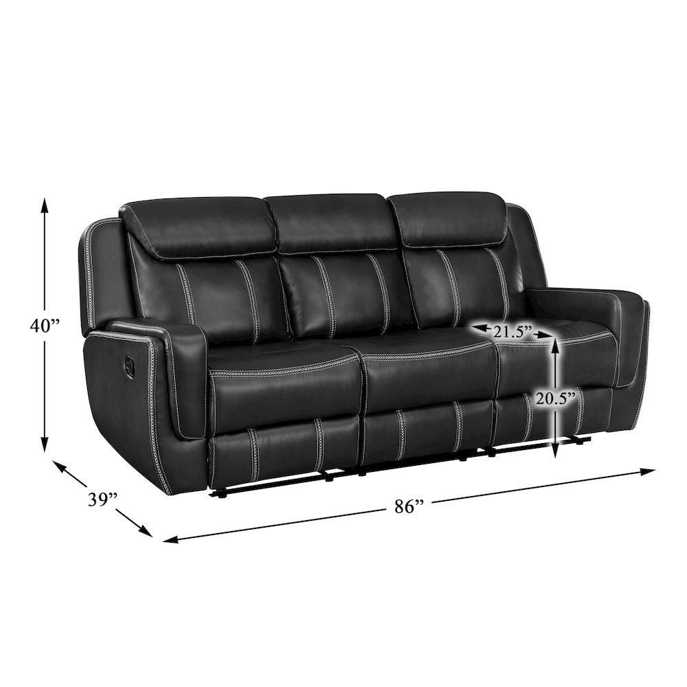 Lexicon Littleton Faux leather Double Reclining Sofa in Black. Picture 4