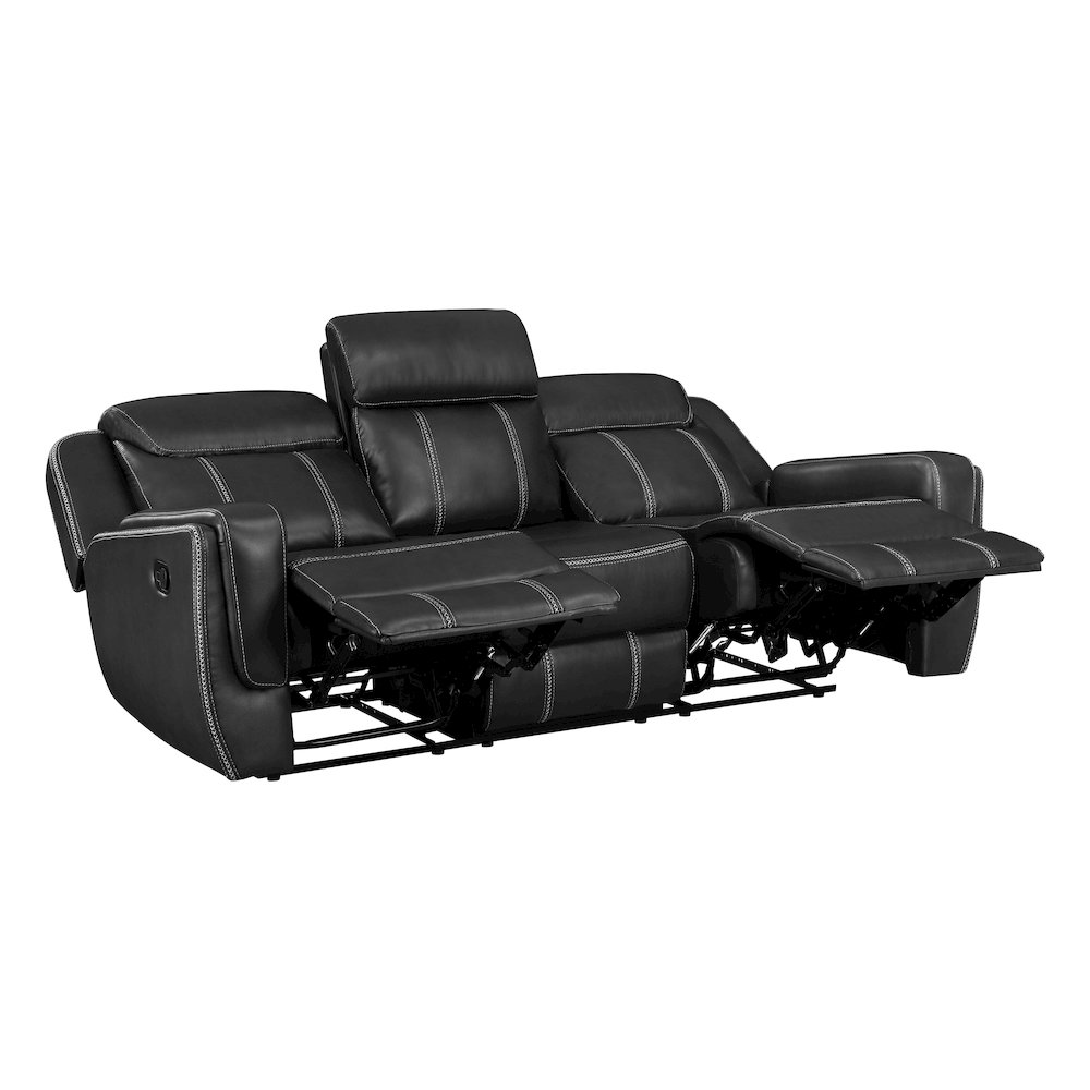 Lexicon Littleton Faux leather Double Reclining Sofa in Black. Picture 5