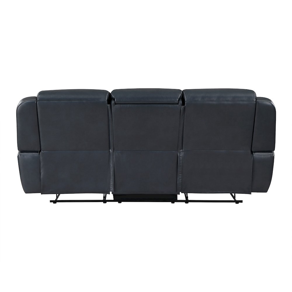 Littleton Faux Leather Double Reclining Sofa In Blue. Picture 3