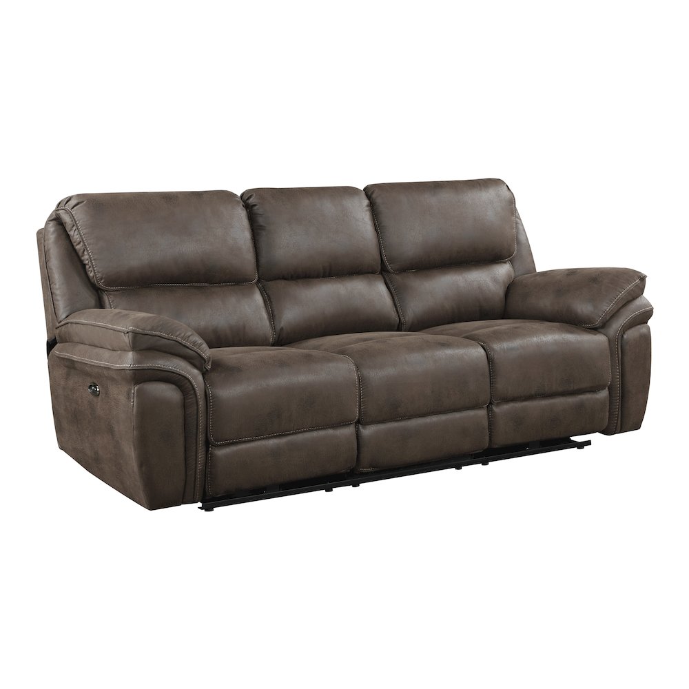 Proctor Microfiber Double Reclining Sofa In Brown. Picture 1